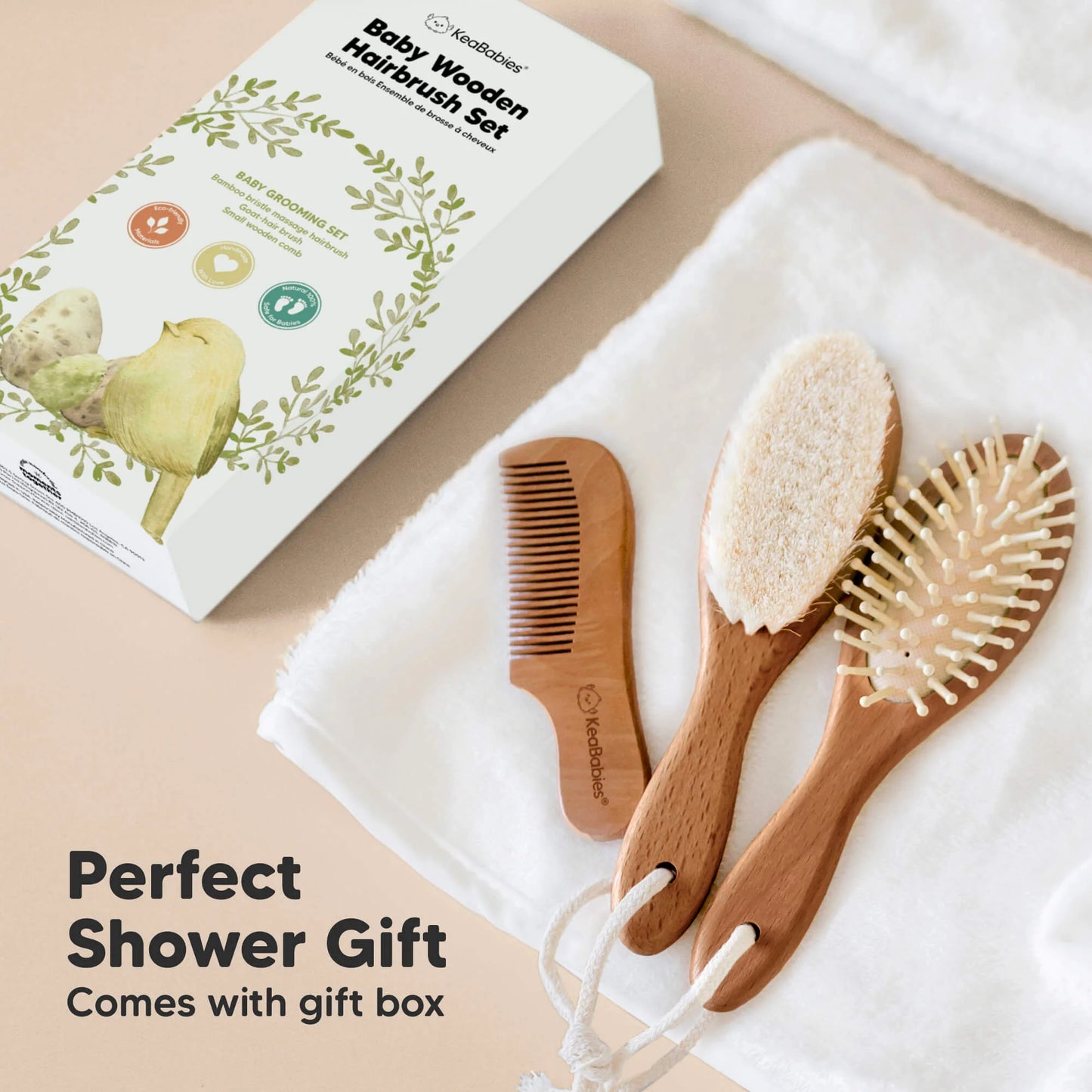 Baby Hair Brush and Comb Set (Dark Walnut)
